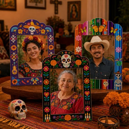 36 Pcs Day of the Dead Photo Frames Sugar Skull Ofrenda Altar Decor B Style