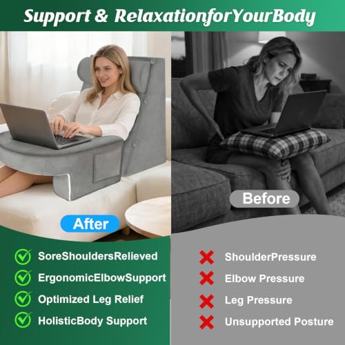 Reading Pillow Set for Adults with Back Neck Support and Armrest, 24.8" W
