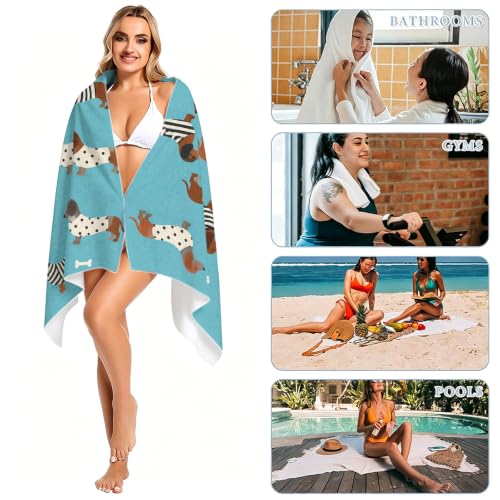 Cute Dachshund Puppy Beach Towel - Large 36x72 Inch Absorbent Quick Dry Microfiber