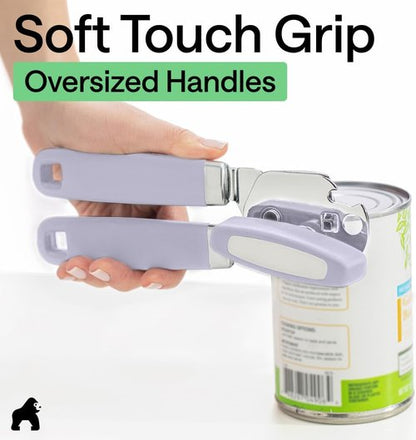 Gorilla Grip Heavy Duty Can Opener - Stainless Steel with Comfortable Handle & Oversized Knob | Lavender