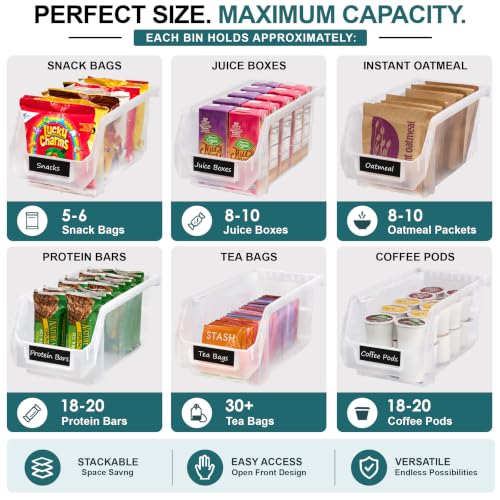 Sorbus Clear Stackable Storage Bins 8 Pack - Open Front Pantry Organizer