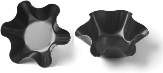 Skiennix Non-Stick Baking Bowls - 2 Pcs Carbon Steel Tortilla Bowl Maker | Black Dinnerware Set