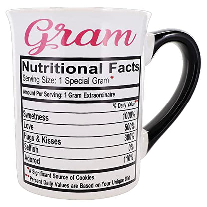 Funny Nutrition Facts Coffee Mug - 16 oz Grandma Gift Ceramic Cup