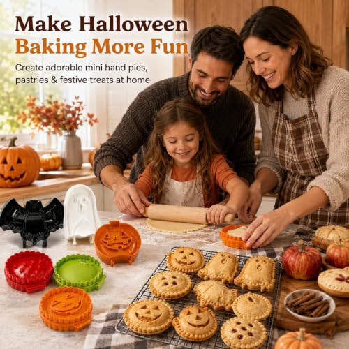 Halloween Mini Hand Pie Mold Set B - Fall Themed Baking Supplies, Reusable Plastic