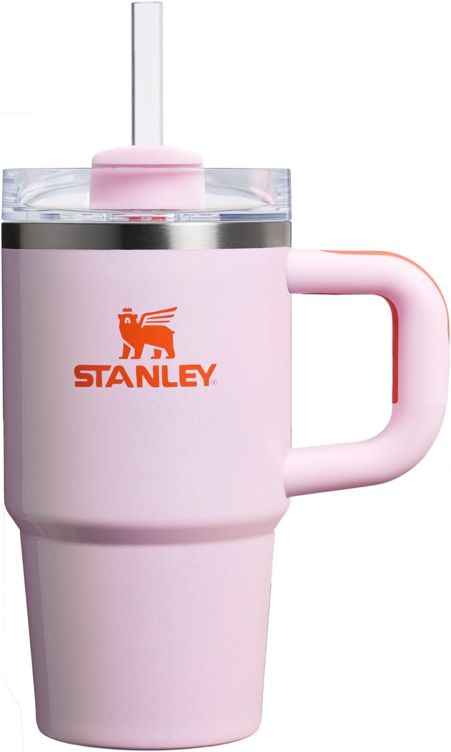 STANLEY Quencher H2.0 Tumbler - 20 oz Insulated Stainless Steel with Handle & Straw | BPA-Free | Rose Petal Shimmer
