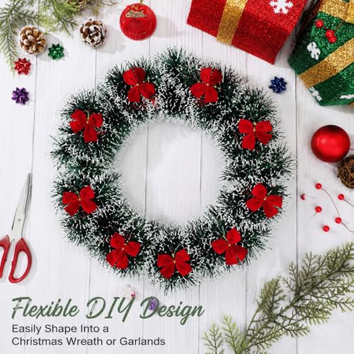Christmas Tinsel Garland with Red Bows - Bow Style, 19.7 Feet