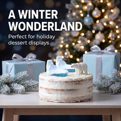 Arctic Iceberg Model with Polar Bear Sculpture Christmas Cake Topper