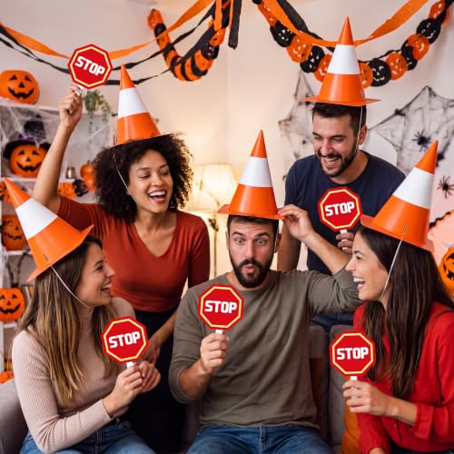 15 Halloween Traffic Cone Hat Set Bulk Costume Party Headwear