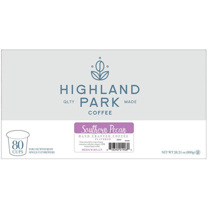 Highland Park Coffee Single Serve Pods Compatible with Keurig K Cup Brewers, Southern Pecan, 80 Count