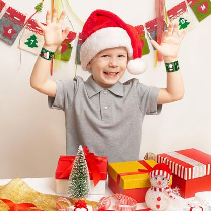 Christmas Slap Bracelets Set - 48pcs with Santa, Snowflakes & Reindeer - Holiday Party Favors