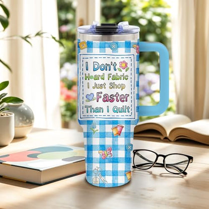 Plaid Sewing Tumblers 40oz Insulated Gift for Quilters - Sewing Theme