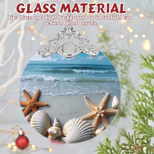 3-Inch Stained Glass Christmas Ornament - Starfish and Seashells Heirloom Keepsake