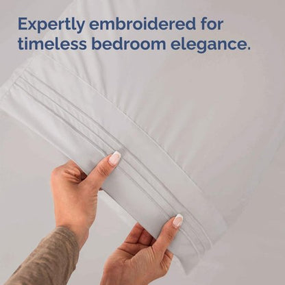 King Standard Pillow Cases - Soft Hotel Quality, Wrinkle Resistant, 2 Piece Set - Light Grey