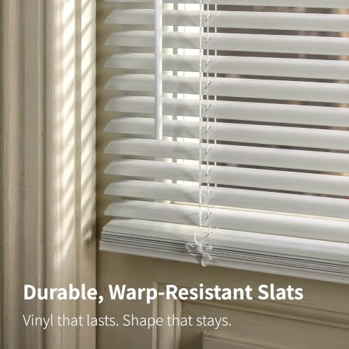Damage-Free White Mini Blind 31x64 Inches - Easy No-Drill Installation