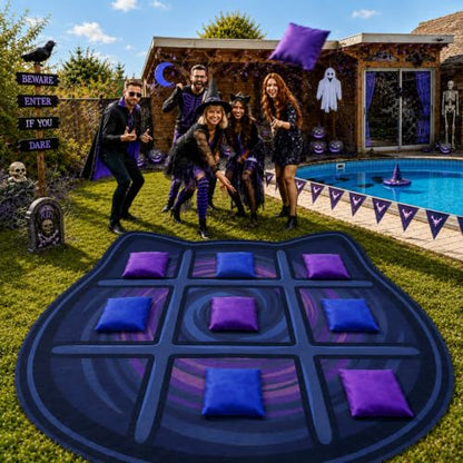 Giant Halloween Cat Tic Tac Toe Lawn Game for Parties & Outdoor Fun
