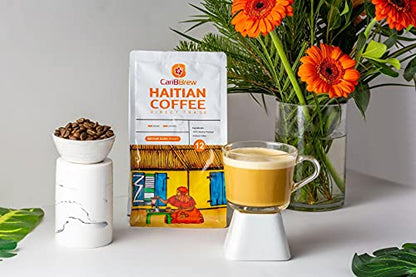 Caribbrew- SIngle Origin - Medium Beans - Premium Arabica Haitian Coffee - 12 Ounces - Direct Trade -Flavor Notes: Nutty, Dark Caramel