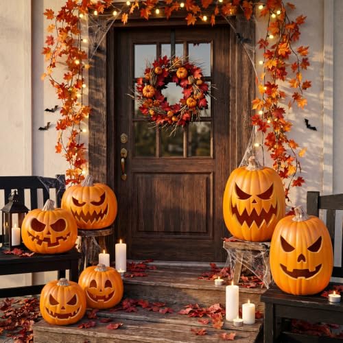 12.8 Inch Faux Carvable Pumpkins - Set of 2 Fall Decor