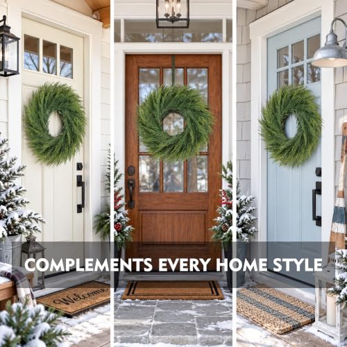 Cedar 24 Inch Real Touch Christmas Wreath for Front Door - Senjie