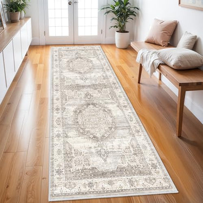 Washable Hallway Runner Rugs 3x8: Soft Ultra Thin Low Pile Carpet Machine Washable Indoor Lightweight Rug Runner Anti Slip Backing Rugs for Living Room Bedroom Kitchen 3'x8' Beige