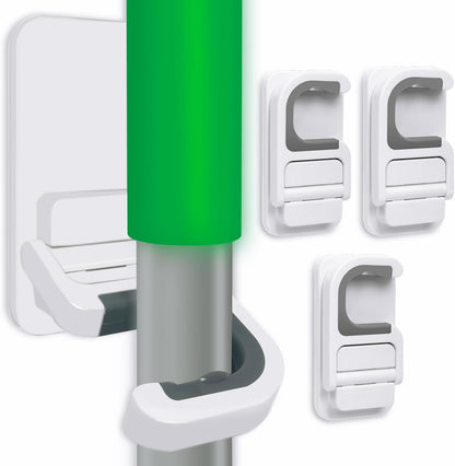 Skiennix Broom and Mop Holder - Wall Mount No Drill Organizer | Holds Up to 6 lb, 3-Pack