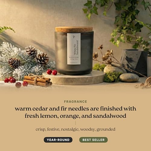Non Toxic Beeswax Candle 16oz - White Fir Sandalwood, Hand-Poured in Colorado