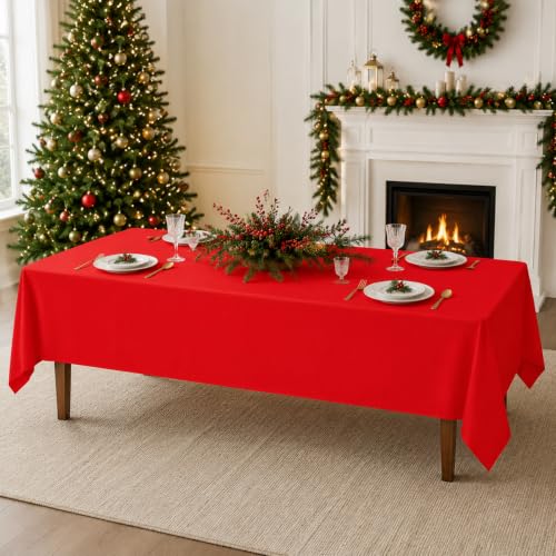 6 Pcs Christmas Plastic Tablecloths Set - Red Green Gold Variation