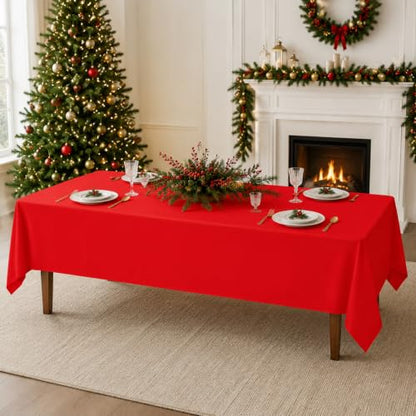 6 Pcs Christmas Plastic Tablecloths Set - Red Green Gold Variation