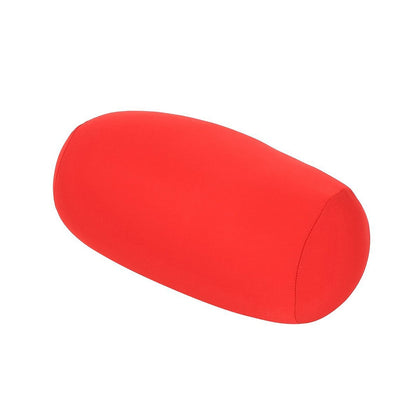 EBTOOLS Round Neck Pillow,Lower Back Support Cylinder Microbead Roll,Smooth Soft Touch Fabric,Tube Cervical Support for Travel or in Home,30×14CM (Red)