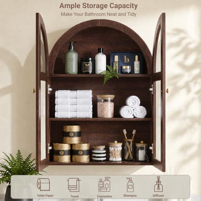 Bathroom Over The Toilet Wall Cabinet - Walnut, Dark Walnut Variation