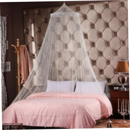 Princess Lace Bed Canopy - No Assembly Mosquito Net for Beds, White 23.6x102.4x315 Inches
