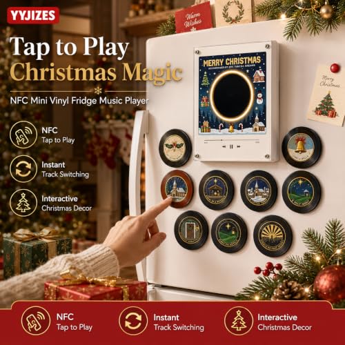 Mini Vinyl Record Storage & Music Box Decor with NFC Player - Christmas Edition - 1 Set