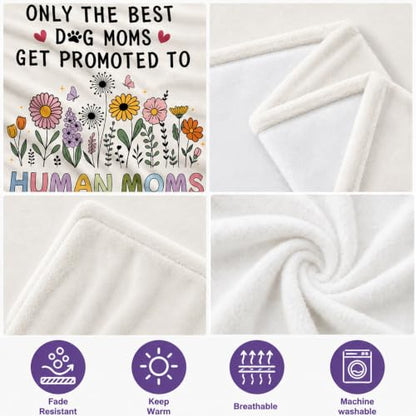 Beige Pregnancy Gift Blanket for New Moms - 60x50 Inches - Funny Dog Mom Message