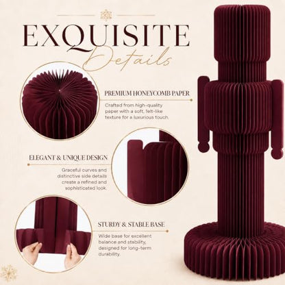 Large Burgundy Red Paper Nutcracker Christmas Honeycomb Decor - Variation of THIS listing