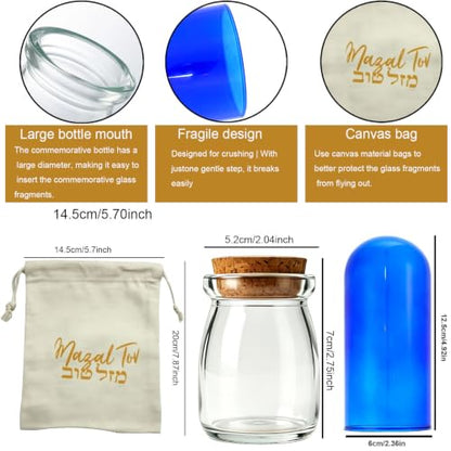 Light Beige Jewish Wedding Breaking Glass Set with Storage & Bag - 3 Pieces