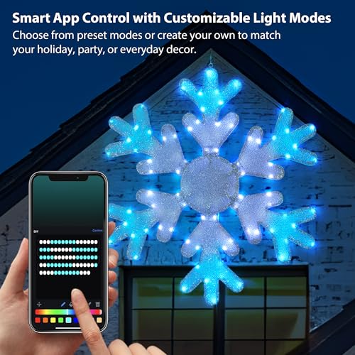 36 Inch Outdoor Smart Snowflake Christmas Lights App Control IP44 Waterproof