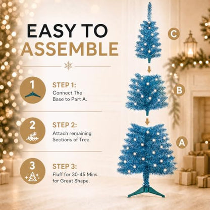 Blue 4ft Artificial Christmas Tree with Lights - Manlatini