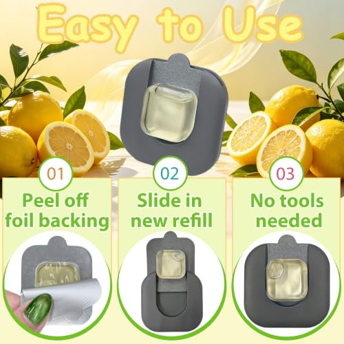 Deodorizer Refills for Odorsorb & Refresh Pod Holders - Natural Lemon Scent, Long-Lasting Freshness, 8 Pack