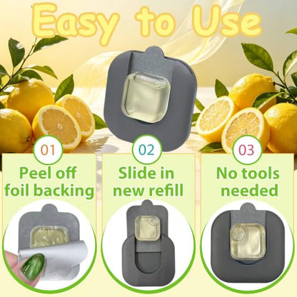 Deodorizer Refills for Odorsorb & Refresh Pod Holders - Natural Lemon Scent, Long-Lasting Freshness, 8 Pack