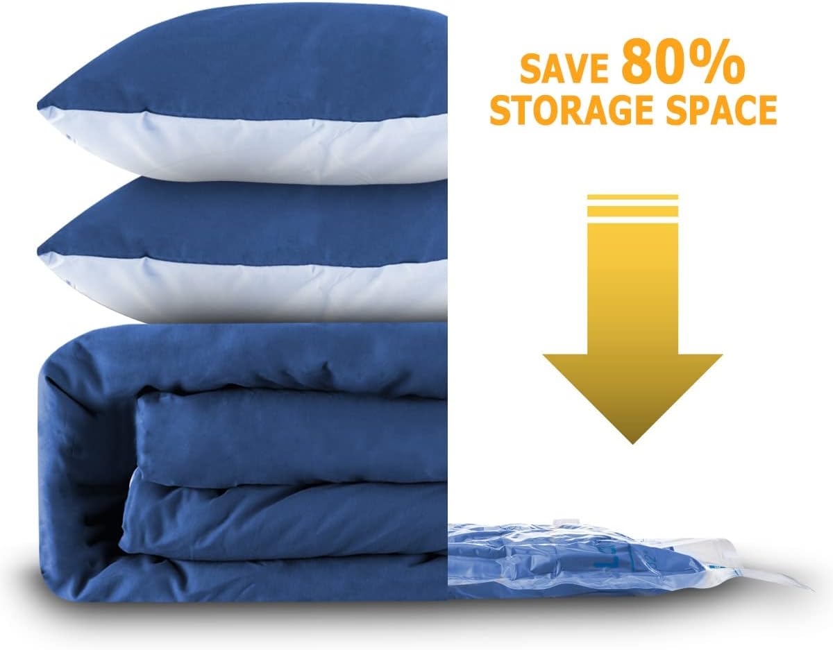 MEIQIHOME Vacuum Storage Bags - Space Saver Sealer for Clothing, Pillows & Bedding | 8 Large Bags