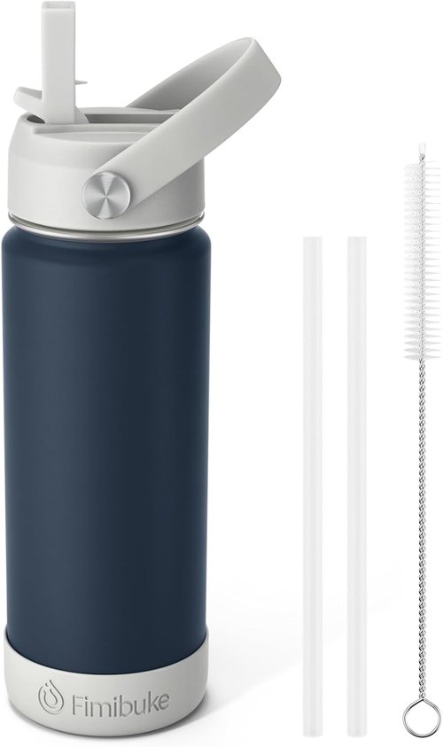 Fimibuke Kids Insulated Water Bottle - 18oz BPA-Free Stainless Steel Tumbler with Straw | Leak-Proof Design for School