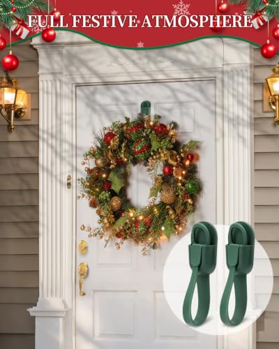 12Pcs Christmas Garland Hangers Mantle Hooks with Adhesive Pads - Green