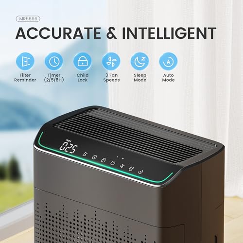 Large Room HEPA Air Purifier for Smoke and Allergens 1690 Sq Ft - Black
