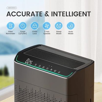 Large Room HEPA Air Purifier for Smoke and Allergens 1690 Sq Ft - Black