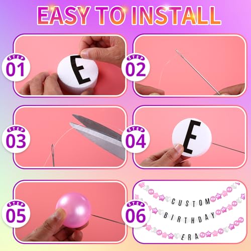 Pearl Pink Purple Friendship Bracelet Banner Christmas Party Decor - DIY 109 Pcs