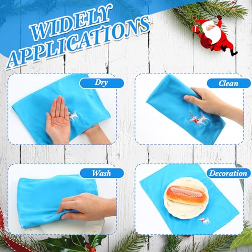 Christmas Embroidered Hand Towels Set - 6 Holiday Decorative Kitchen & Bathroom Towels - Novelty