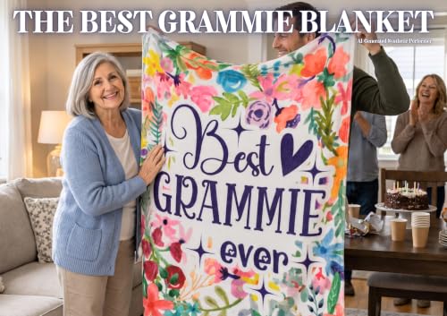 Warm Grammie Gift Flannel Throw Blanket 60x80 Inches with Sentimental Flowers