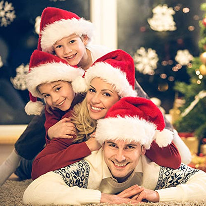 Christmas Santa Hat for Adults and Kids - Thick Classic Festive Holiday Party Hat - Red, One Size