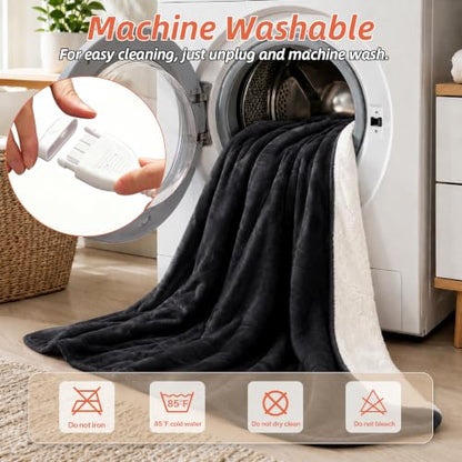 Electric Heated Blanket 50x60 Inches Soft Flannel & Sherpa Throw for Couch Bed