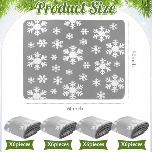 24 Pack Christmas Snowflake Throw Blankets - Gray, 50x60 Inches