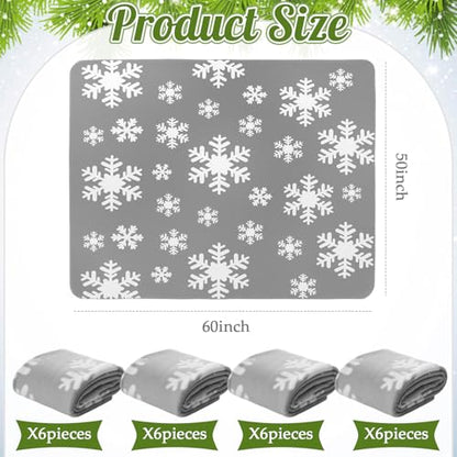 24 Pack Christmas Snowflake Throw Blankets - Gray, 50x60 Inches